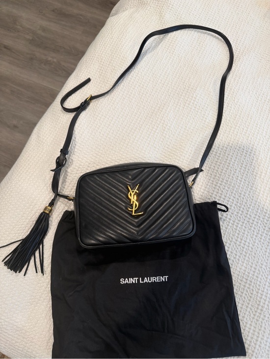 Saint Laurent Handbags - Saint Laurent Black Chevron Quilted Crossbody with Gold YSL Hardware